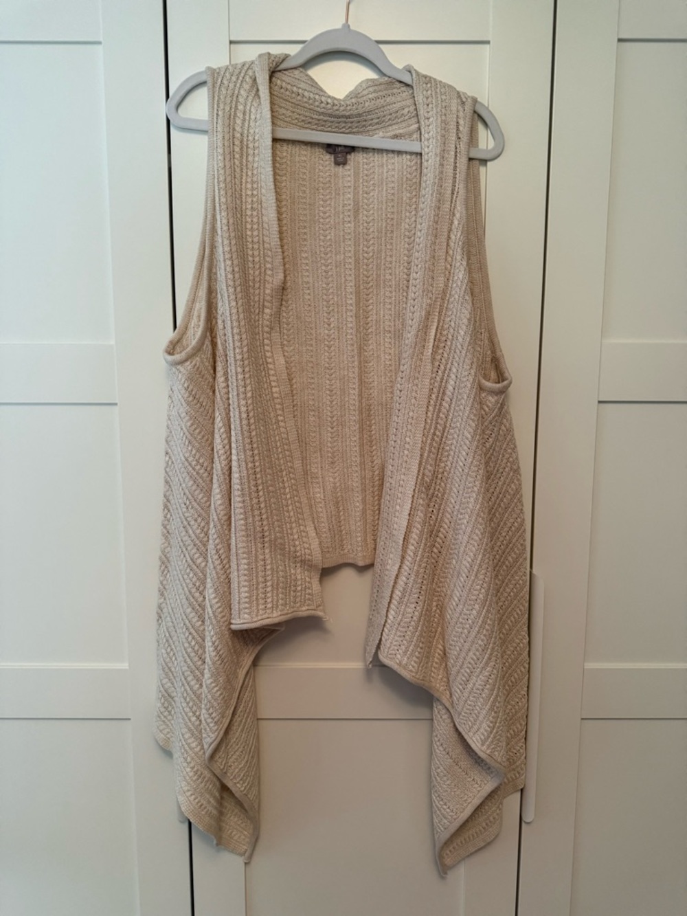 J. Jill Cream Cable Knit Open Vest, XL